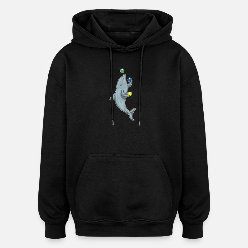 Delfin Jongleur Jonglieren - Oversized Unisex Hoodie - Schwarz