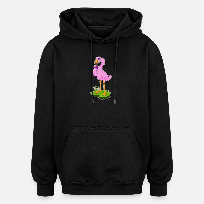 Flamingo Waffeleis - Oversized Unisex Hoodie - Schwarz