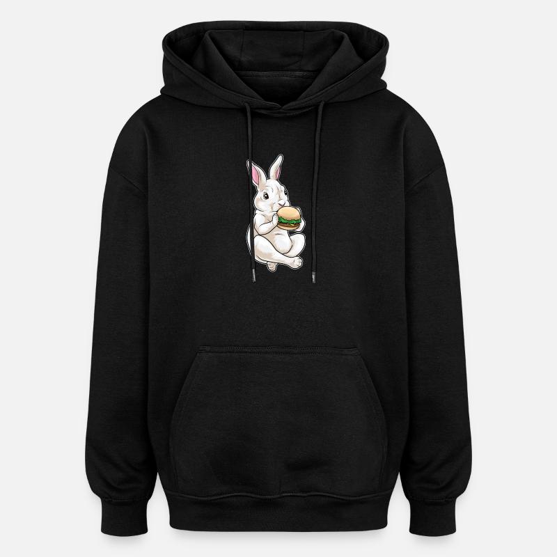Hase Cheeseburger - Oversized Unisex Hoodie - Schwarz