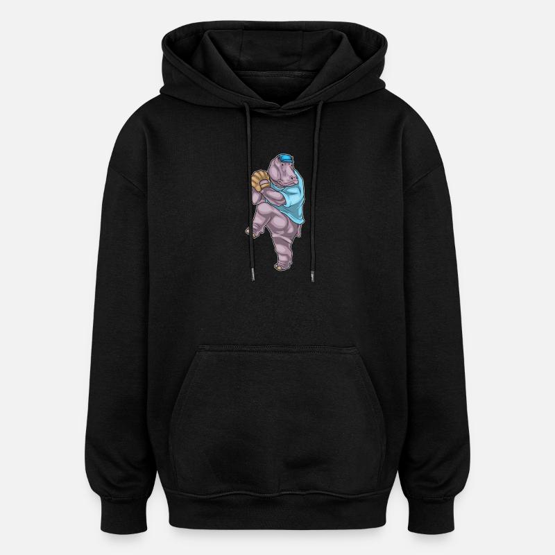 Nilpferd Baseball Baseballhandschuh - Oversized Unisex Hoodie - Schwarz