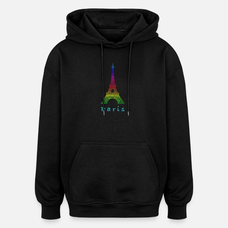 Paris Tour Eiffel - Sweat à capuche oversize unisexe - noir
