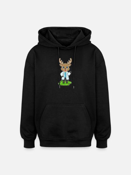 Reindeer Doctor Stethoscope - Oversized Unisex Hoodie - black