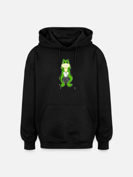 Frog Bodybuilder Dumbbell Bodybuilding - Oversized Unisex Hoodie - black