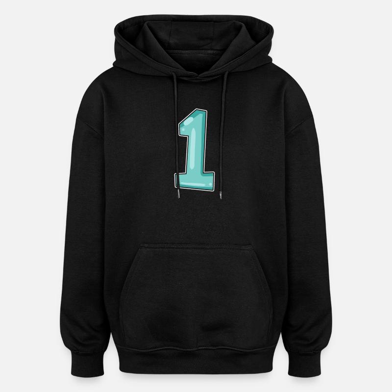 1 - Sweat à capuche oversize unisexe - noir