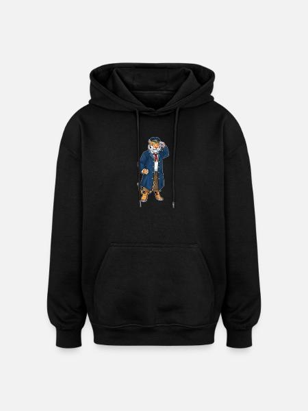 Tiger Seemann Seemannsmütze - Oversized Unisex Hoodie - Schwarz