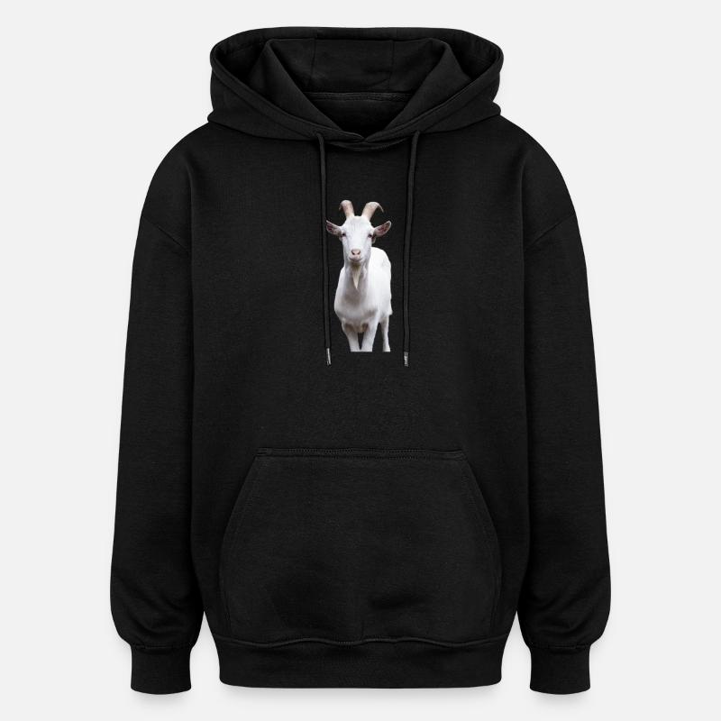 Portrait de chèvre de montagne blanche - Sweat à capuche oversize unisexe - noir