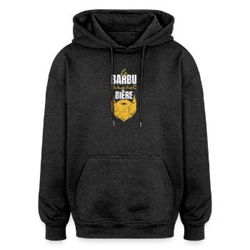 ce barbu a besoin d'une bière humour cadeau - Sweat à capuche oversize unisexe - charbon - Devant - Noah (186cm)