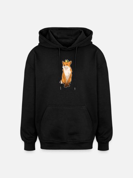 Fuchs Krone - Oversized Unisex Hoodie - Schwarz