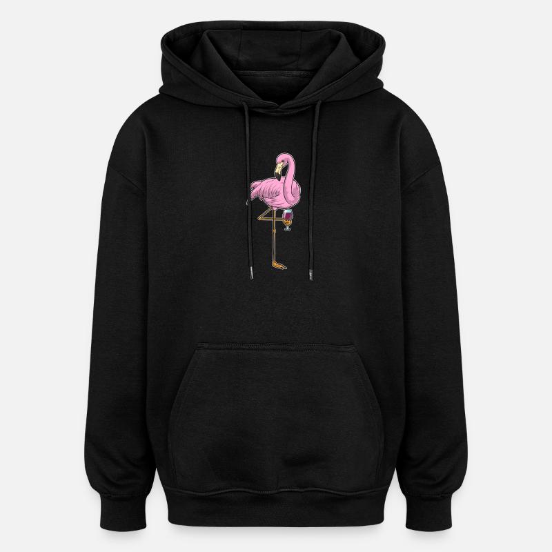 Flamingo Rotwein - Oversized Unisex Hoodie - Schwarz