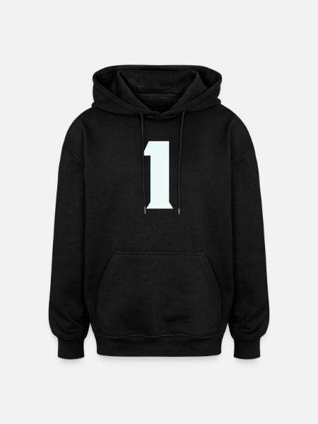 1 - Oversized Unisex Hoodie - Schwarz