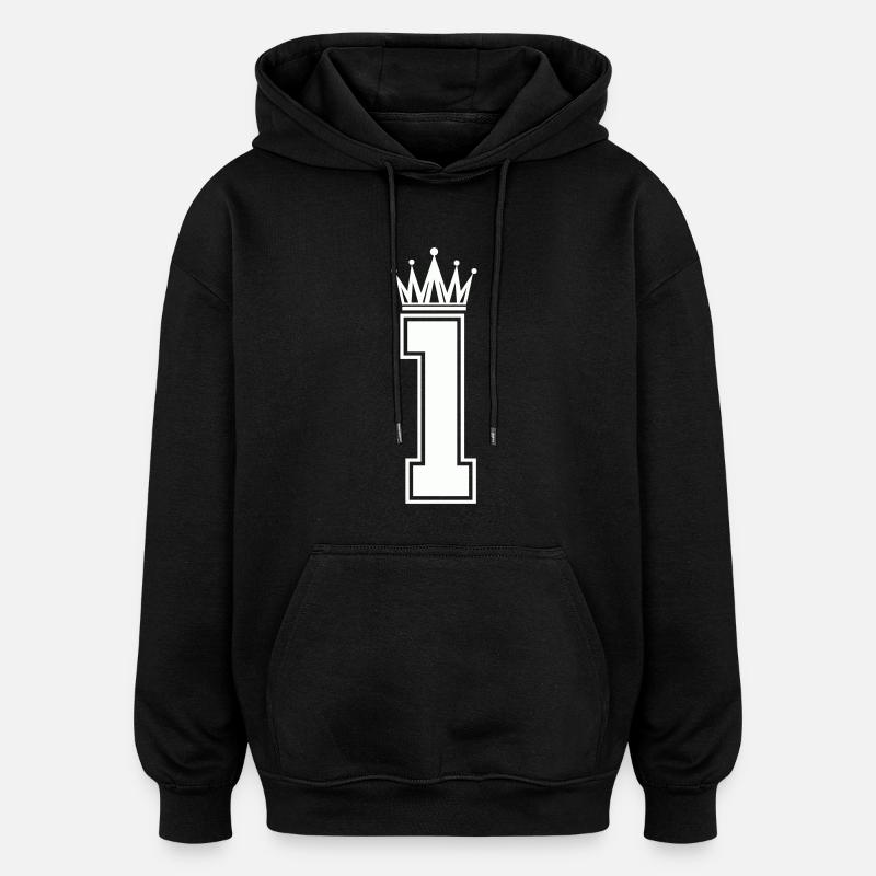1 couronne - Sweat à capuche oversize unisexe - noir