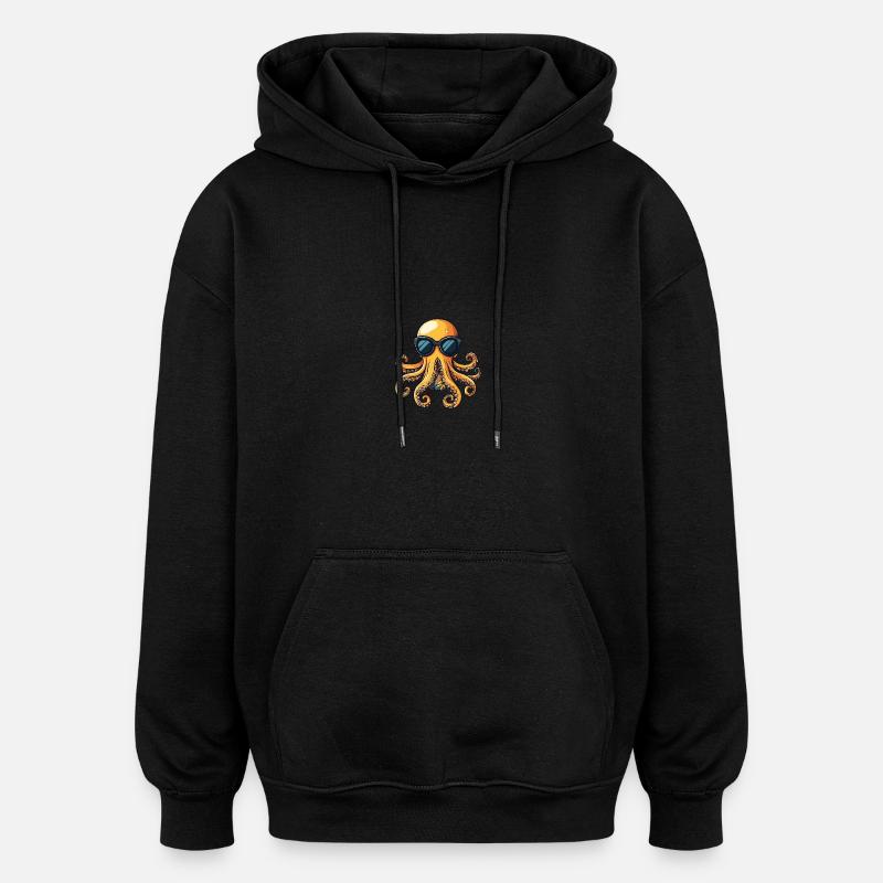Poulpe Cool Été - Sweat à capuche oversize unisexe - noir