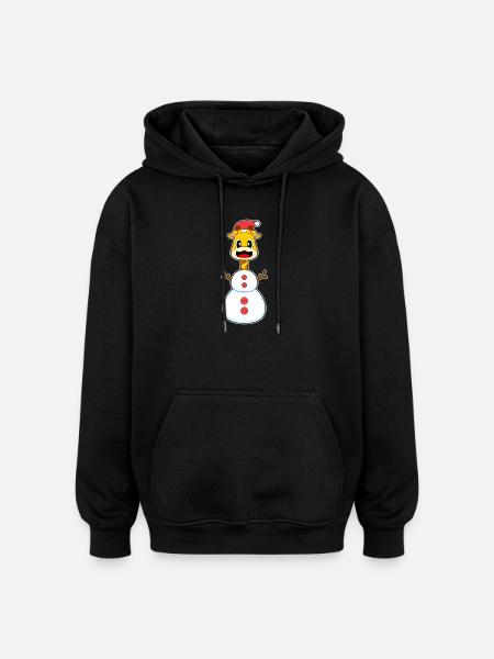 Giraffe Christmas Snowman - Oversized Unisex Hoodie - black