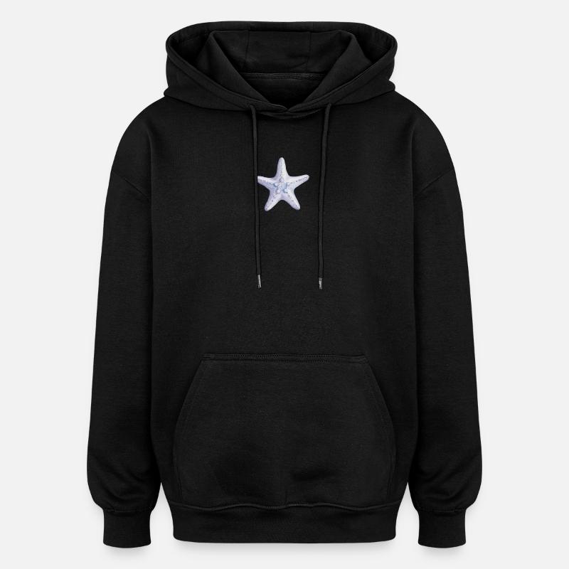 Aquarelle Délicate d'Etoile de Mer - Sweat à capuche oversize unisexe - noir