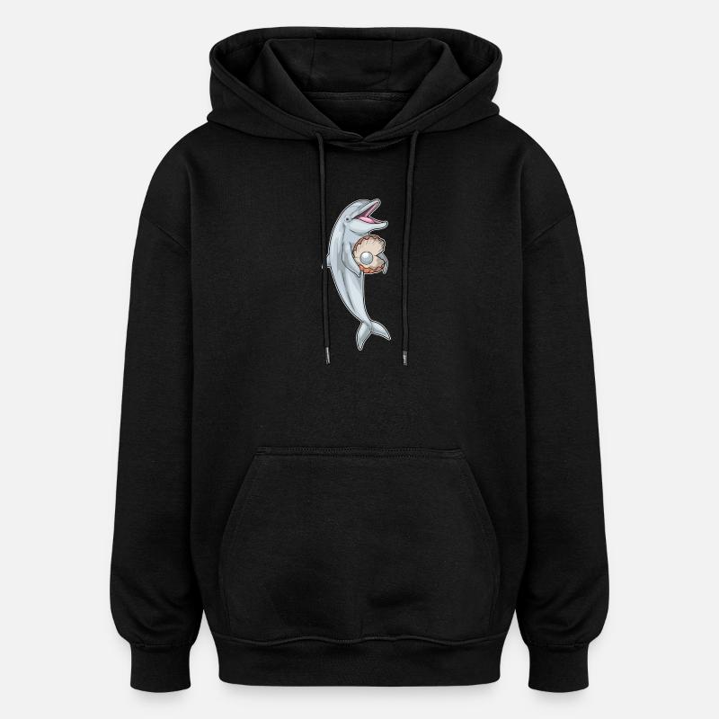 Dolphin Pearl - Oversized Unisex Hoodie - black