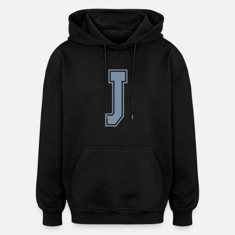 Buchstabe J - Oversized Unisex Hoodie - Schwarz