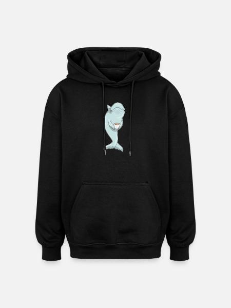Delfin Tasse Kaffee - Oversized Unisex Hoodie - Schwarz