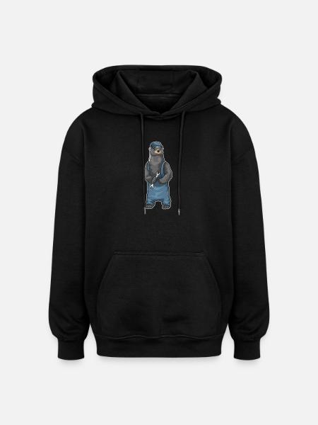 Dachs Mechaniker Schraubenschlüssel Werkstatt - Oversized Unisex Hoodie - Schwarz