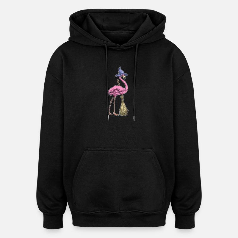 Flamingo Halloween Hexe - Oversized Unisex Hoodie - Schwarz