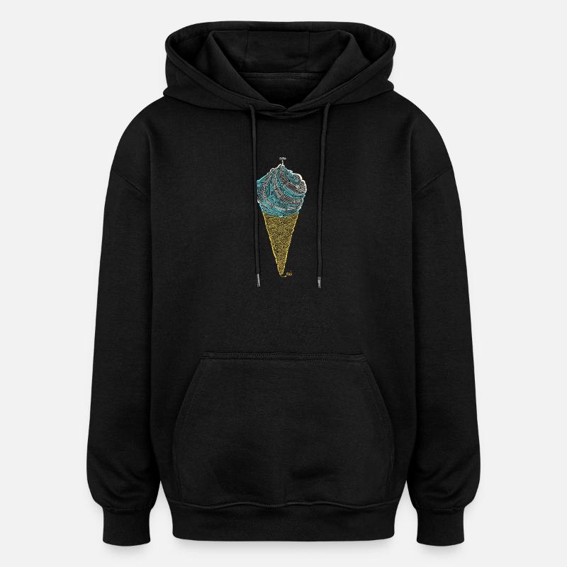 Glace Italienne labyrinthique (contours) - Sweat à capuche oversize unisexe - noir
