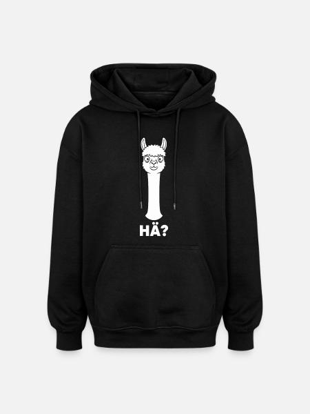 Lama mit fragendem Blick - Oversized Unisex Hoodie - Schwarz