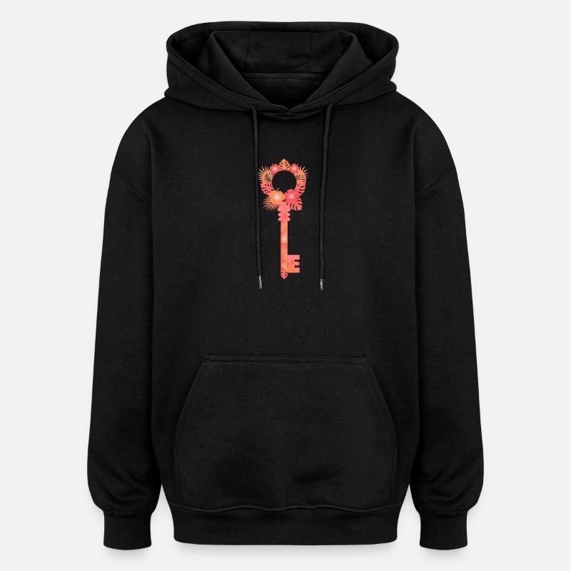 Clé des Fleurs Tropicales - Sweat à capuche oversize unisexe - noir