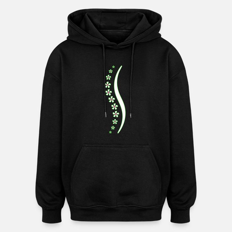 Blumen-Wirbelsäule grün - Oversized Unisex Hoodie - Schwarz
