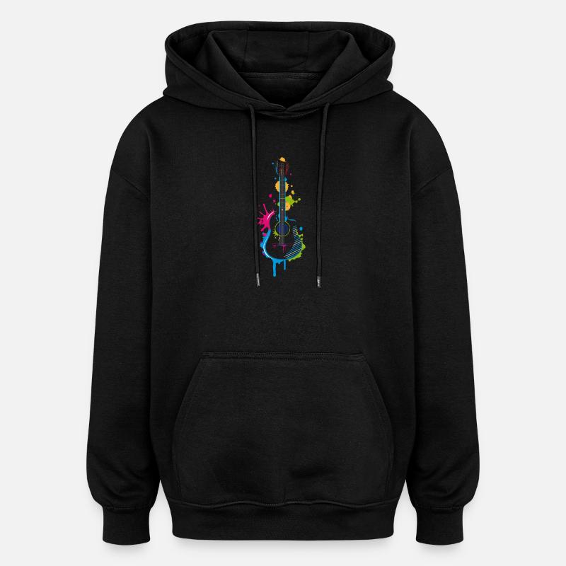 Graffiti guitar - Oversized Unisex Hoodie - black