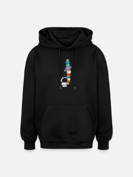 Astronaute avec glace - Sweat à capuche oversize unisexe - noir
