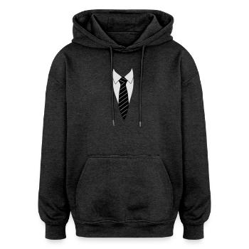 Suit / Necktie - Oversized Unisex Hoodie - charcoal grey - Front - Noah (186cm)