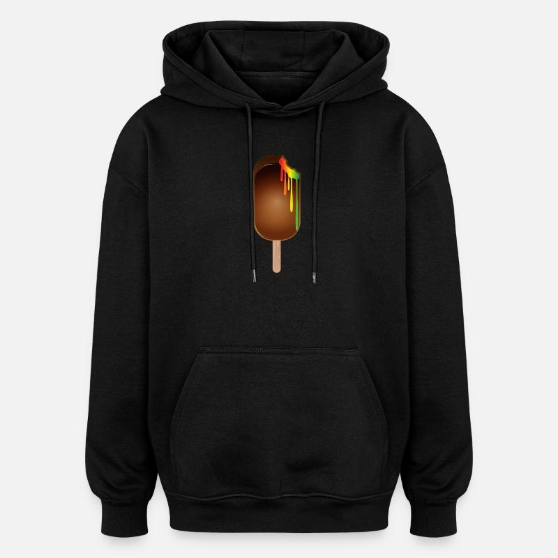 Schokoladen-Eis am Stiel mit Regenbogenfüllung - Oversized Unisex Hoodie - Schwarz