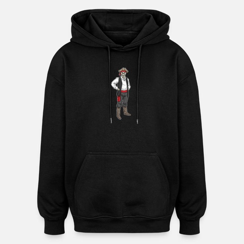 Squelette Halloween Pirate - Sweat à capuche oversize unisexe - noir