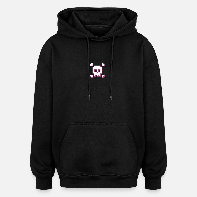 pxl_Skull - Sweat à capuche oversize unisexe - noir