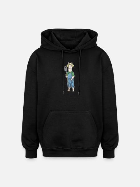 Llama Farmer Pitchfork Farm - Oversized Unisex Hoodie - black