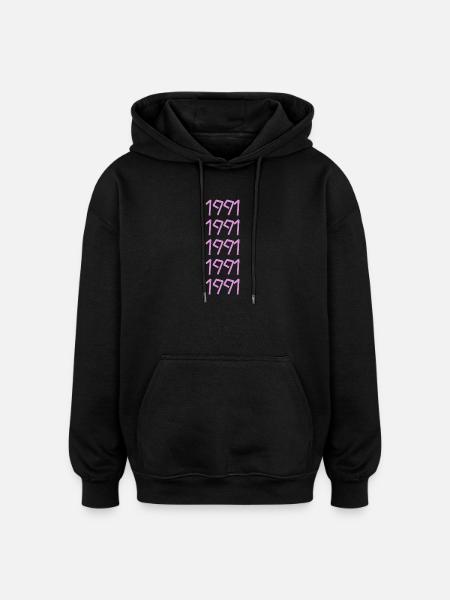 1991 - Oversized Unisex Hoodie - black