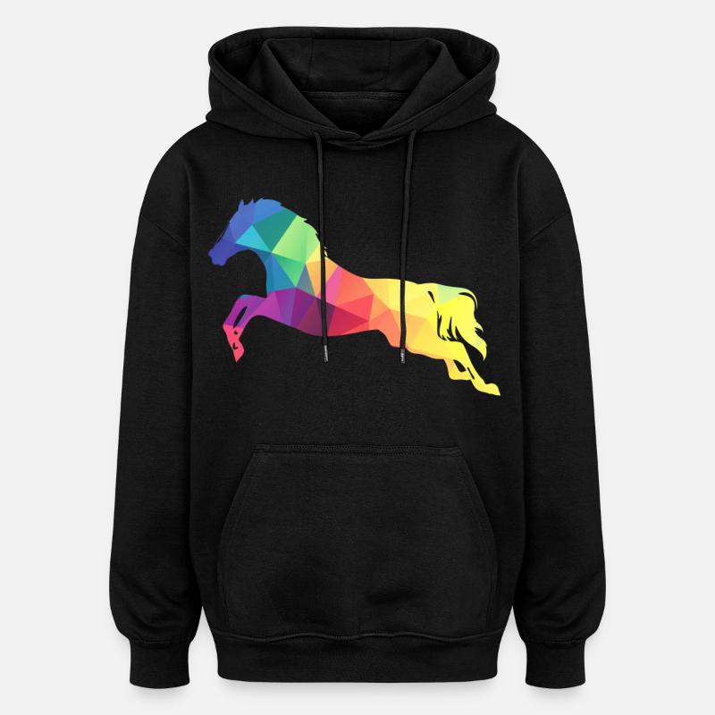 Springendes Pferd - Oversized Unisex Hoodie - Schwarz