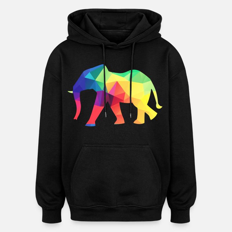 Bunter Elefant - Oversized Unisex Hoodie - Schwarz