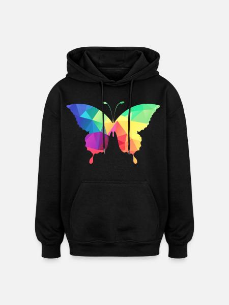 Bunter Schmetterling - Oversized Unisex Hoodie - Schwarz