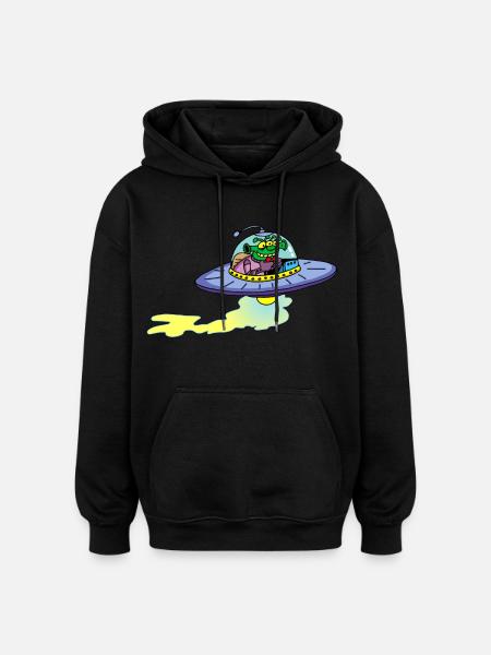 Alien alien spacecraft - Oversized Unisex Hoodie - black