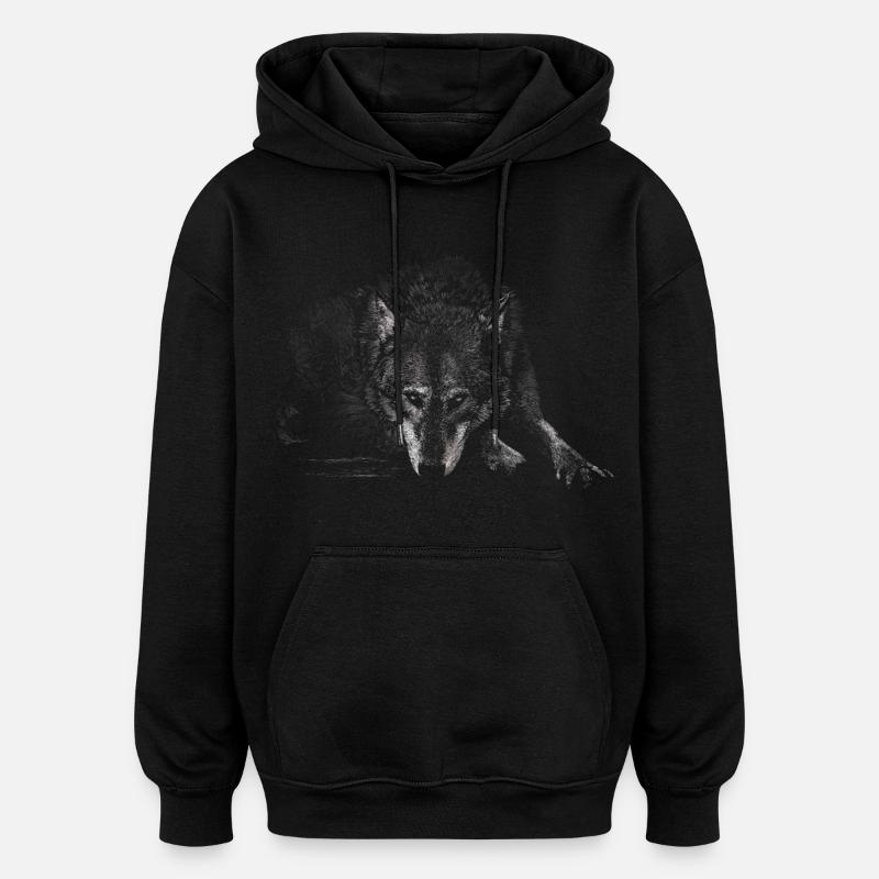 Loup - Sweat à capuche oversize unisexe - noir