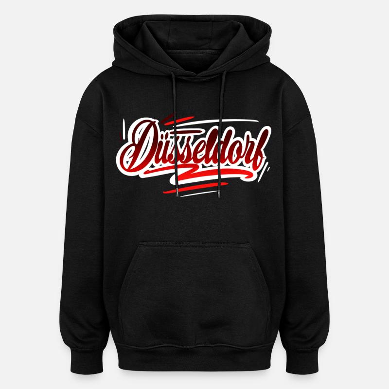 Düsseldorf - Sweat à capuche oversize unisexe - noir