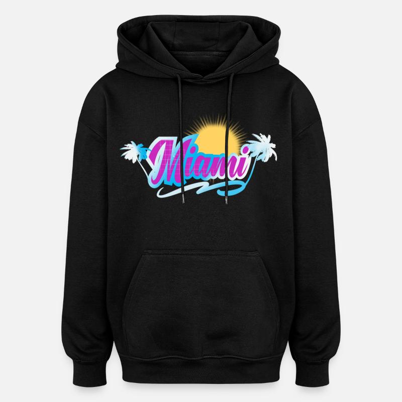 Miami - Sweat à capuche oversize unisexe - noir