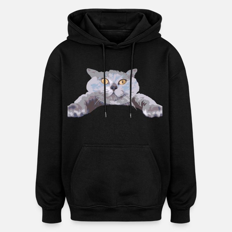 Chat - - Sweat à capuche oversize unisexe - noir