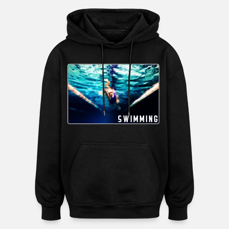 Swimming - Oversized Unisex Hoodie - Schwarz
