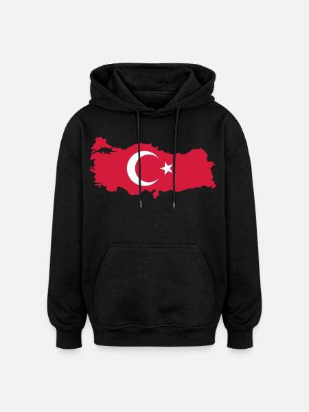 Turkey Map Flag - Oversized Unisex Hoodie - black