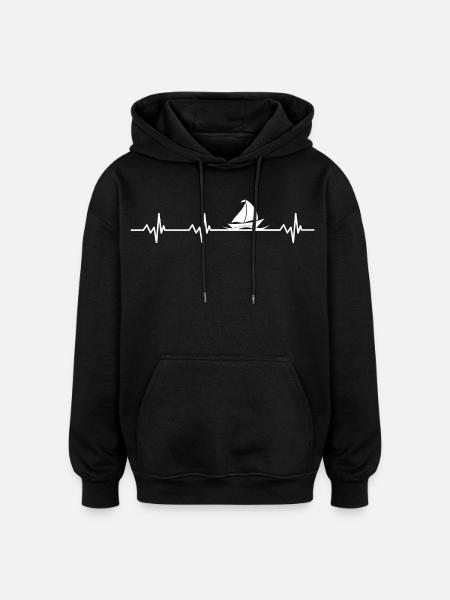 Heartbeat Sailing - Oversized Unisex Hoodie - black
