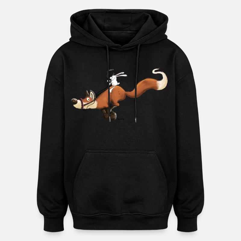 Rabbit riding a fox - Oversized Unisex Hoodie - black