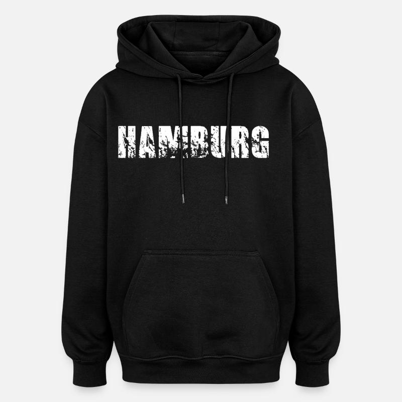 Hamburg - Oversized Unisex Hoodie - Schwarz