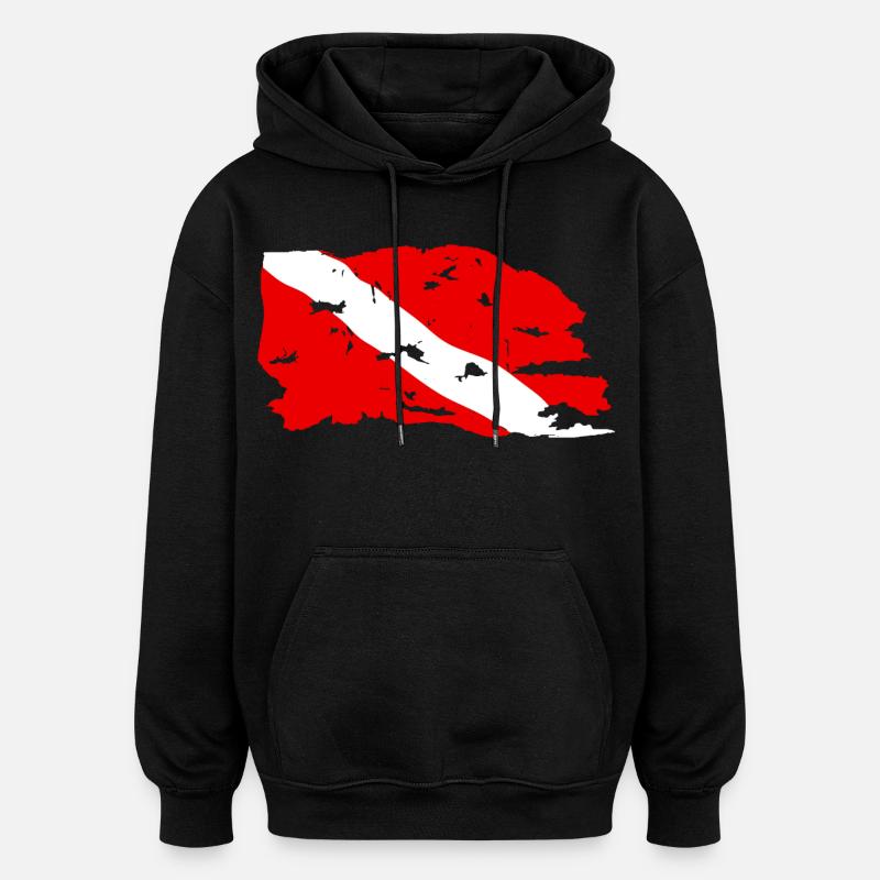 Drapeau Plongée Usé - Sweat à capuche oversize unisexe - noir