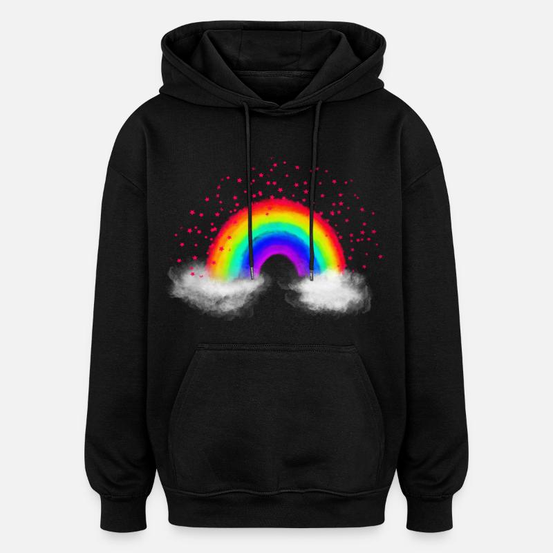 Regenbogen Wolken - Oversized Unisex Hoodie - Schwarz